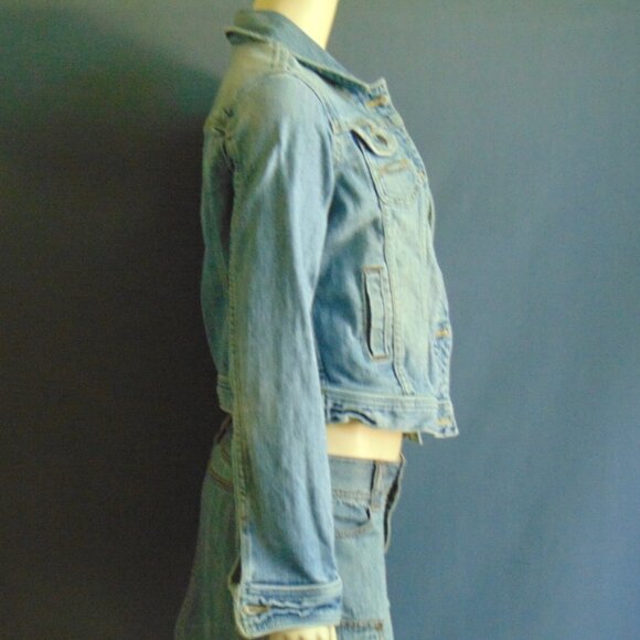 Abercrombie & Fitch Vintage Y2K Distressed Denim Blue Jean Jacket L - Picture 4 of 6